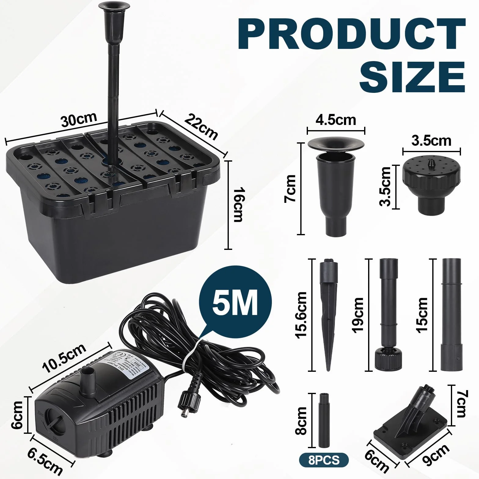 CPROSP Pompe Bassin Poisson Exterieur Solaire 390/H, Pompe à Eau Immergée pour Fontaine