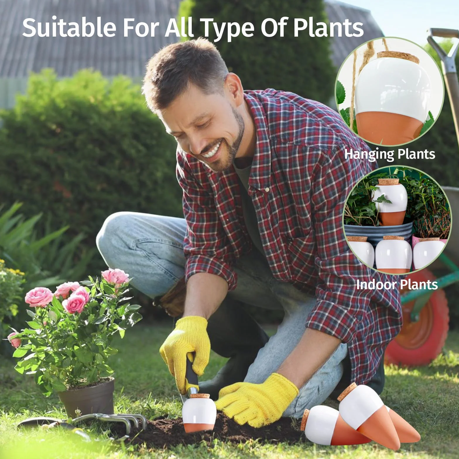 Ollas Terre Cuite à Planter, Arrosage Automatique Écologique pour Plantes Intérieur Extérieur, Système Irrigation Naturel Mini Oyas Terracotta