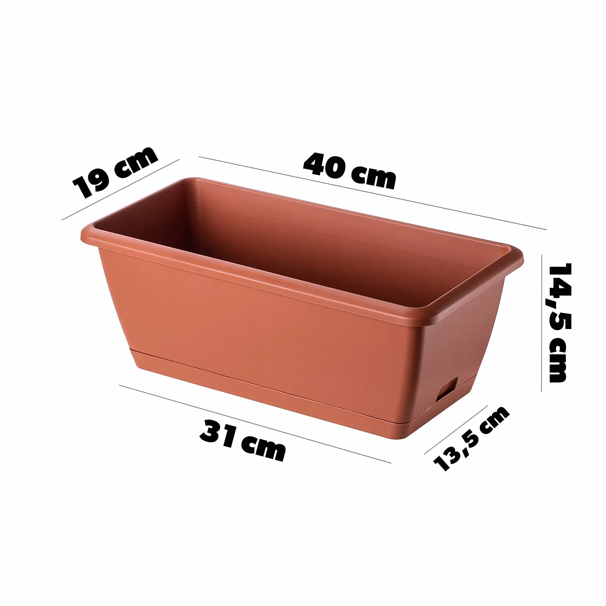 KADAX Pot de fleur 40 cm Terre cuite - Pot de plantation en plastique avec sous-plat résistant aux intempéries