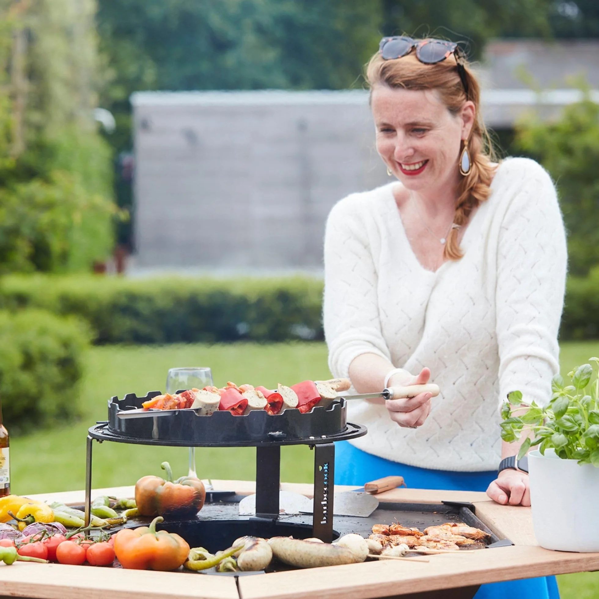 Barbecook Brochettes de Barbecue Réutilisables Set de 3 XL, Acier Inoxydable et Bois, 65cm