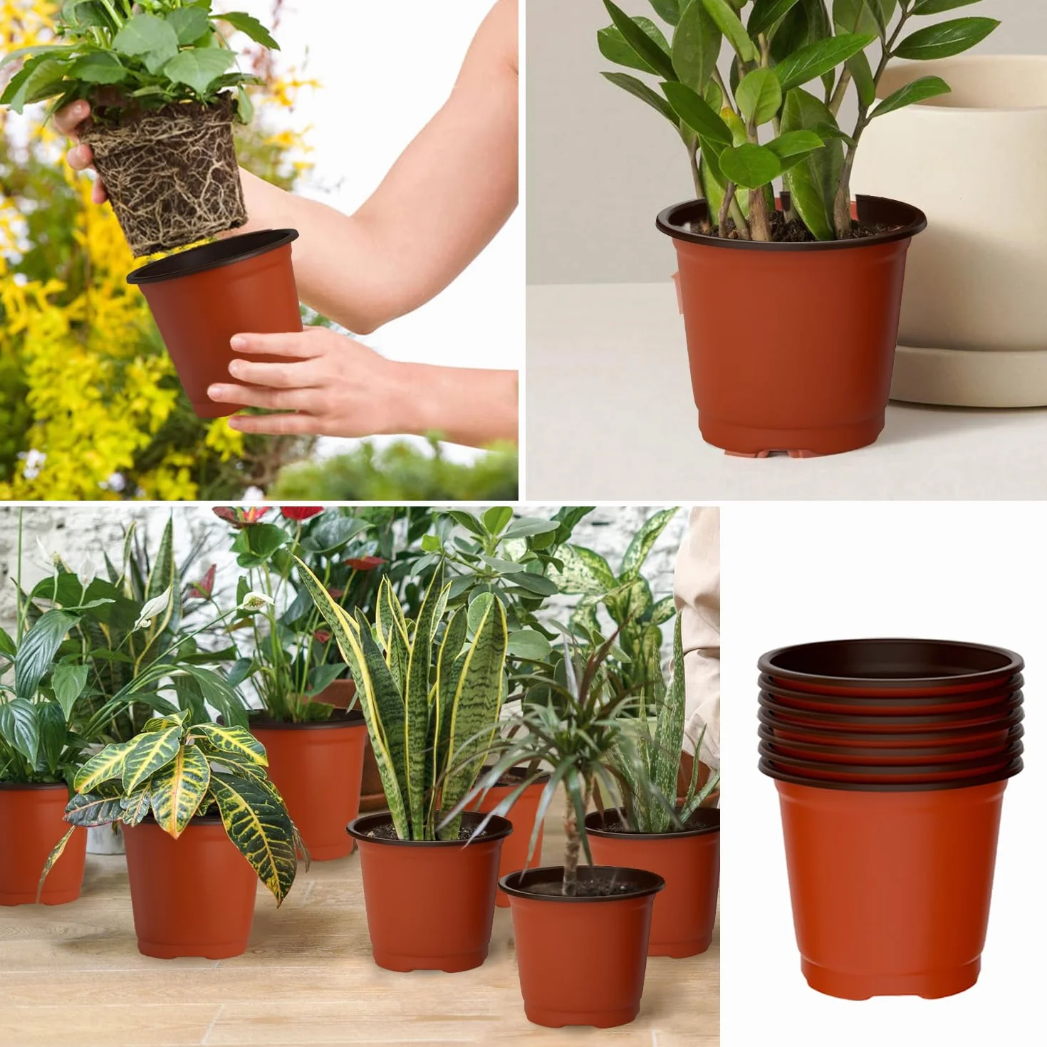 Pots de Fleurs en Plastique 100 Pièces avec Trous de Drainage pour Semis et Repiquage