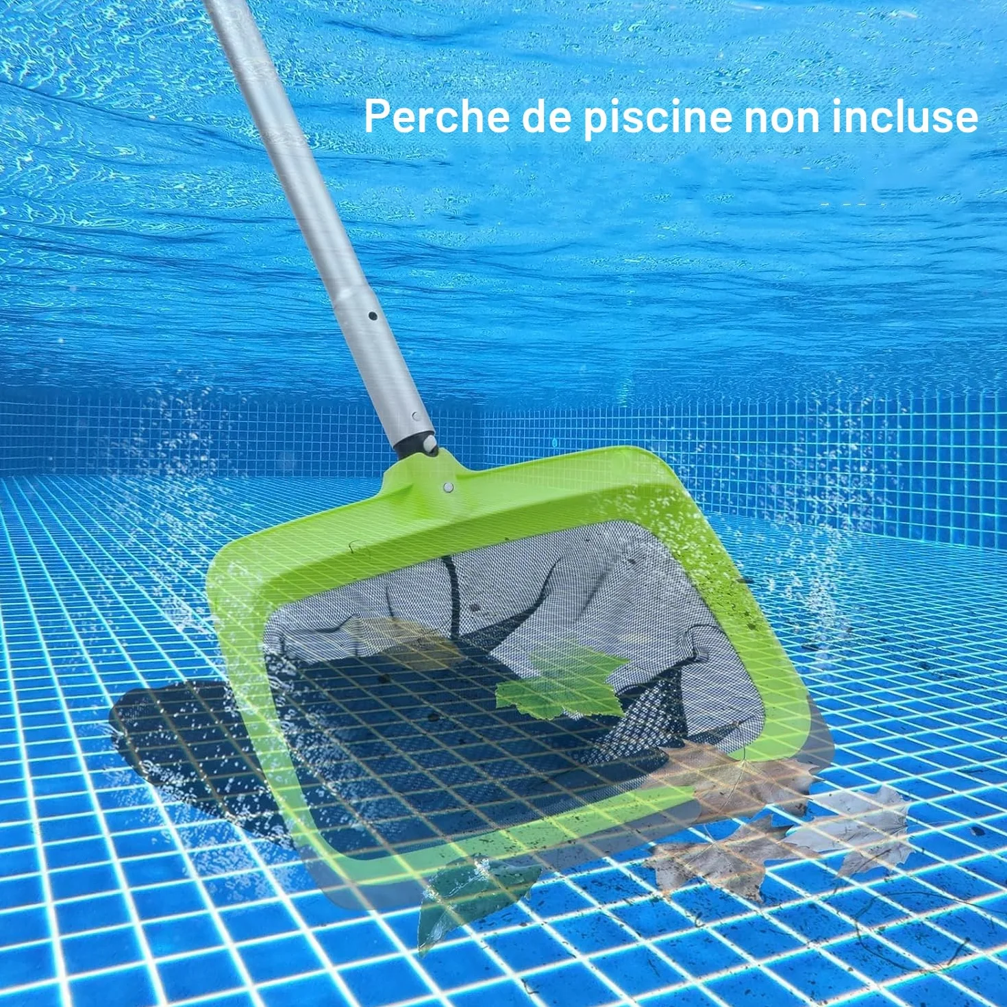 Épuisette de fond de piscine - Lame en caoutchouc et cadre renforcé - Double couche