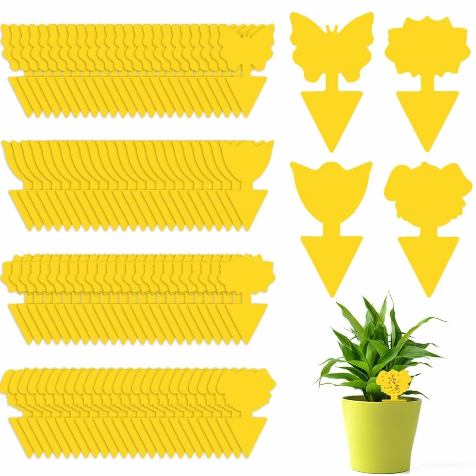 Flintronic Pièges à Insectes 120PC Attrape Moucheron Plantes Plug-in Autocollants Colle Double sans Insecticide Anti Moucheron Plante