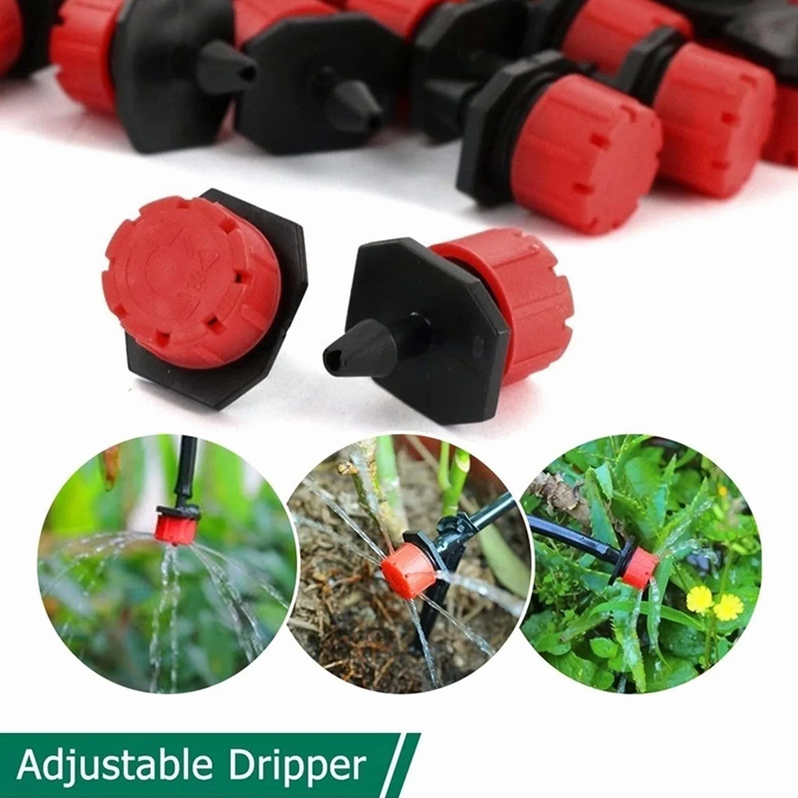 Goutteurs d'Irrigation Réglables 100 Pcs Micro Goutteur en Plastique Huit Trous pour Jardinage