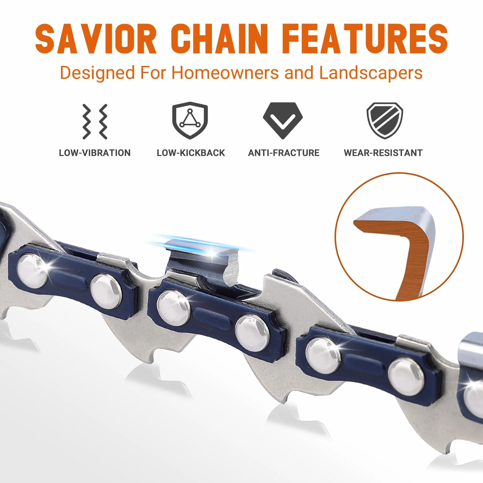 Savior MS170 Chaînes de Tronçonneuse Faible Rebond 3/8"LP 50 Maillons 1,1mm 35 cm Compatible Stihl MS162 MSE170C MS180
