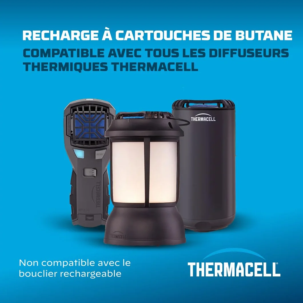 THERMACELL Recharge Anti Moustiques 20m² - 120h, 10 Cartouches Gaz + 30 Plaquettes