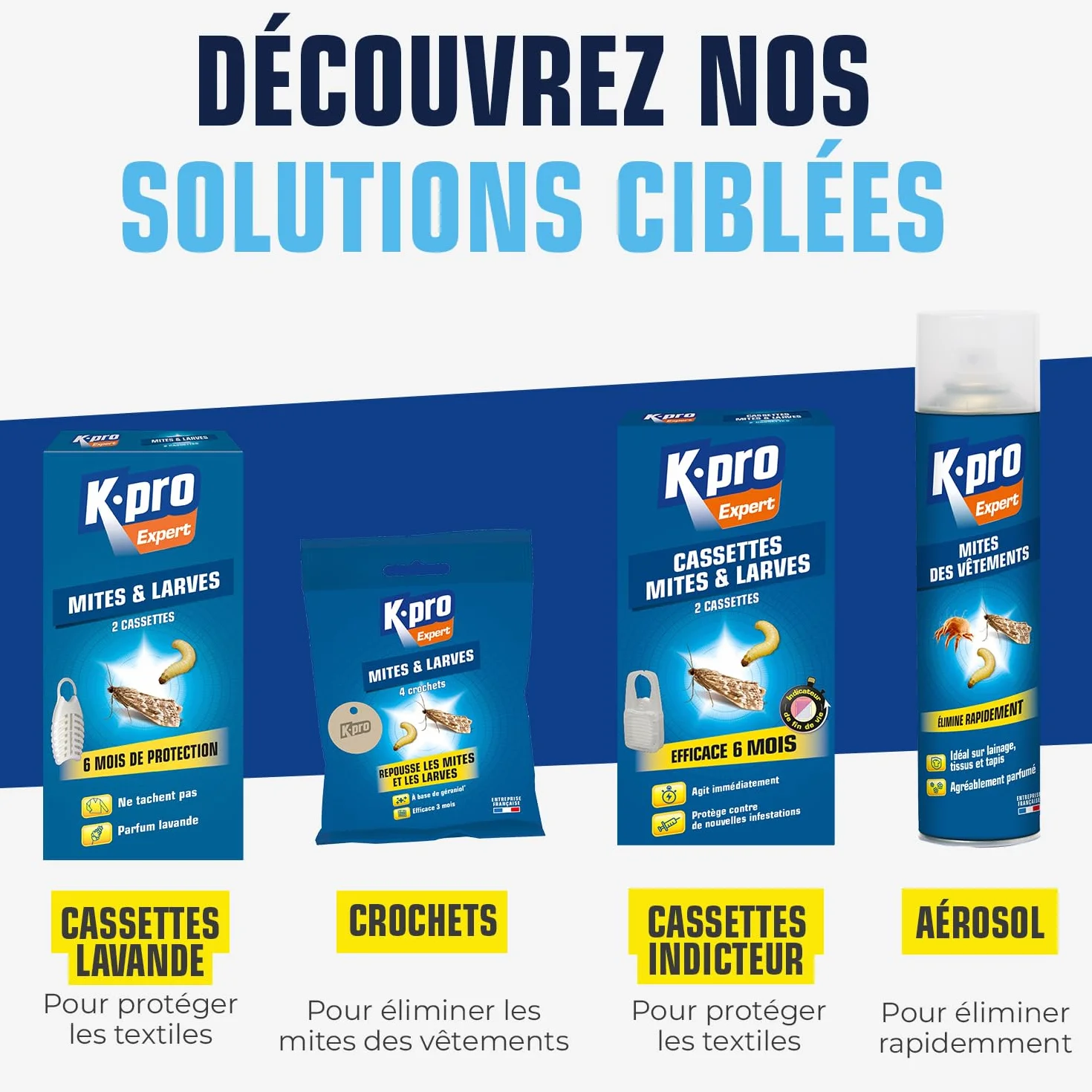 Cassettes Antimites & Larves Action Immédiate 6 Mois Lot de 2 K.PRO