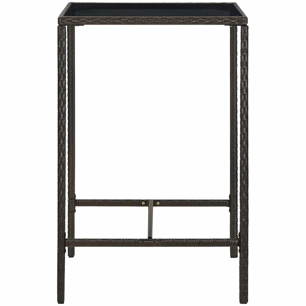 Table de Bar de Jardin Marron 70x70x110 cm Résine tressée Verre