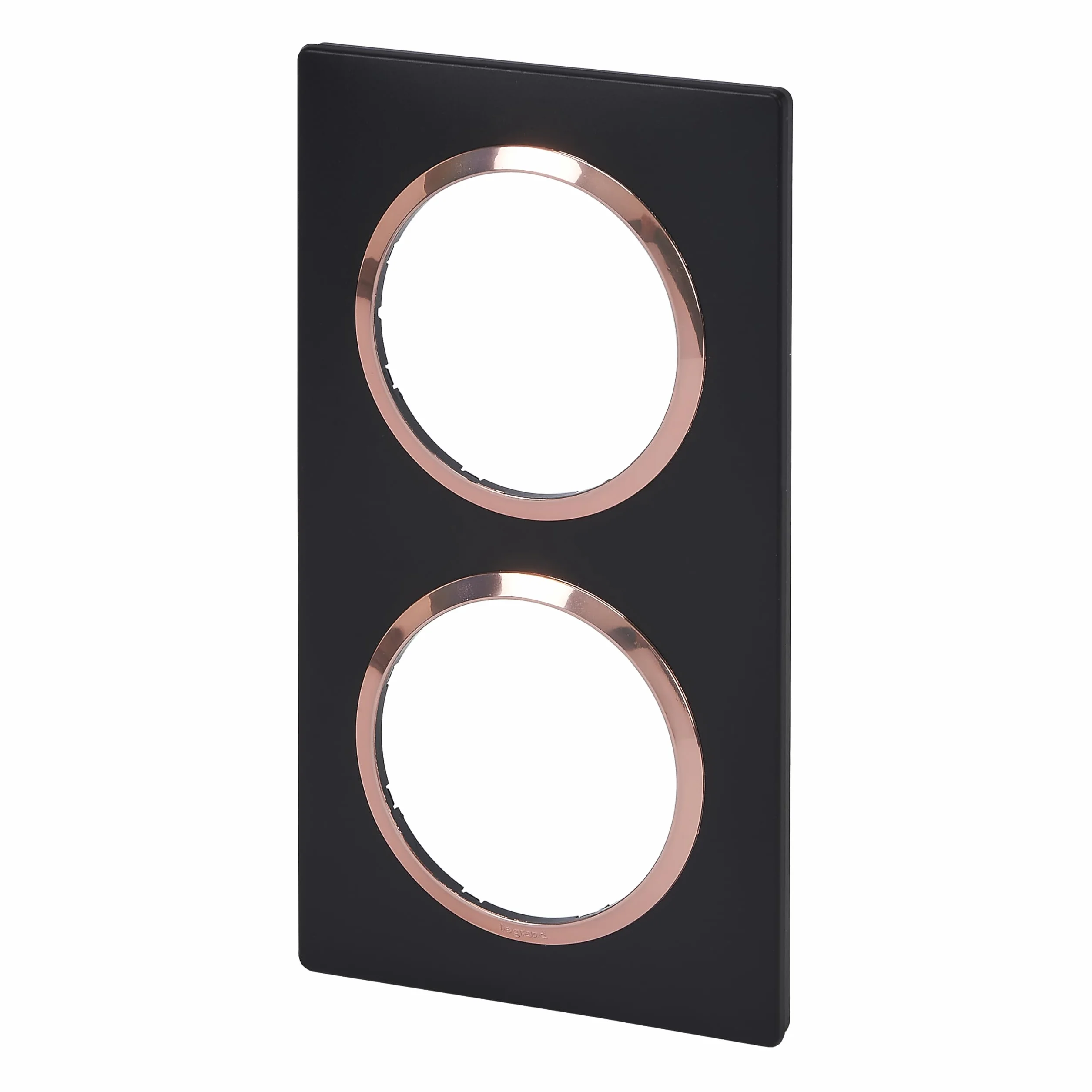 LEGRAND - Plaque Carrée Dooxie 2 Postes Finition Noir Bague Cuivre
