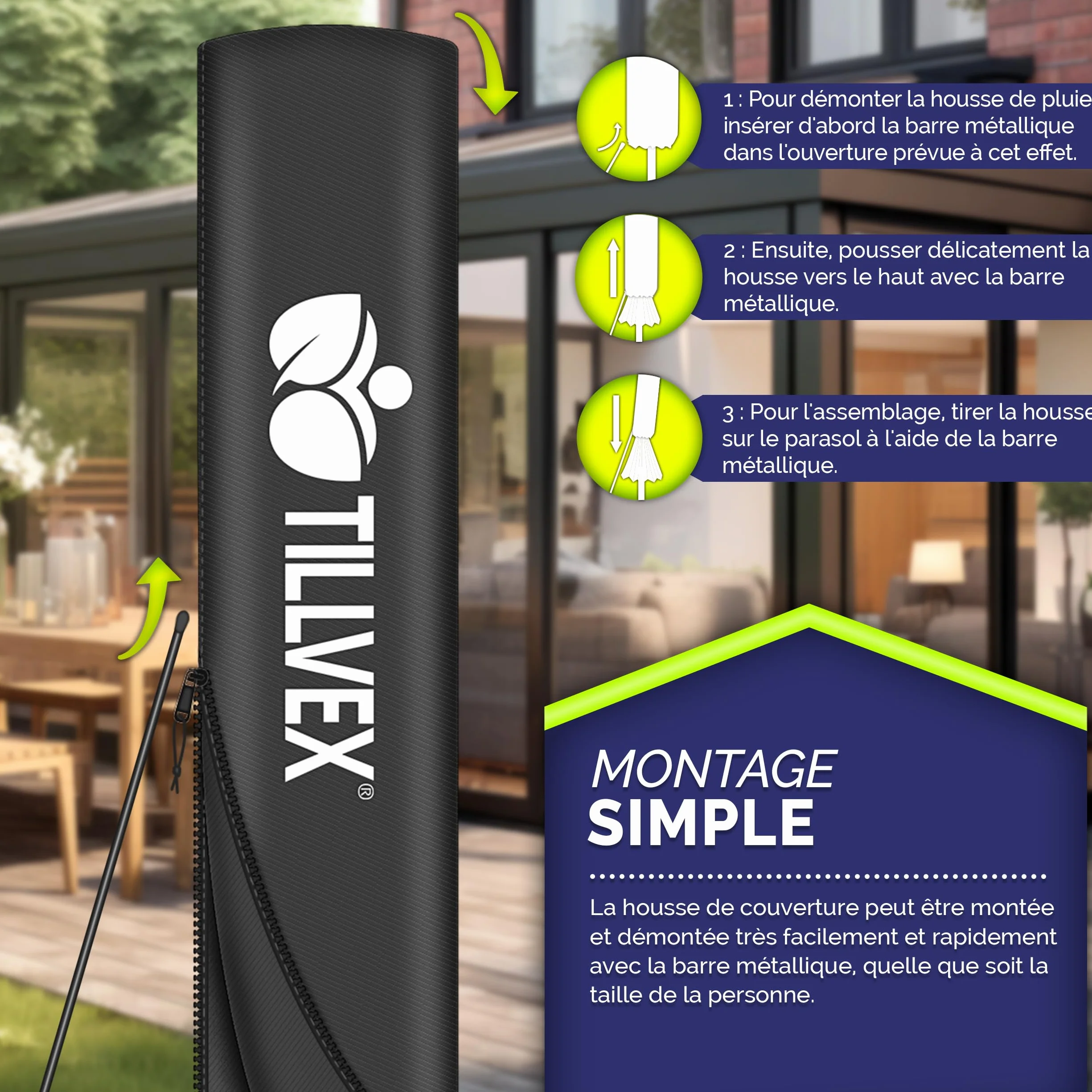 Parasol déporté LED solaire hexagonale 3M avec manivelle Protection UV en aluminium pour jardin