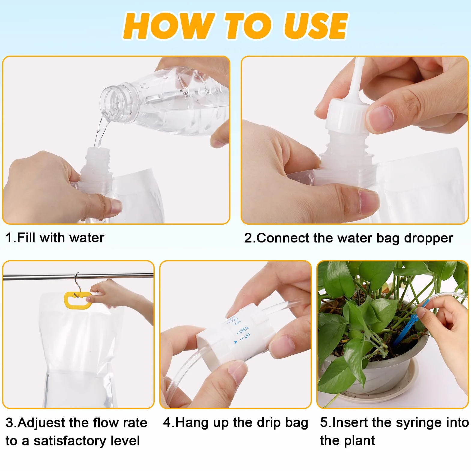 Sac Darrosage Automatique Système Dirrigation avec Interrupteur Réglable 5 Pièces 3,5 L