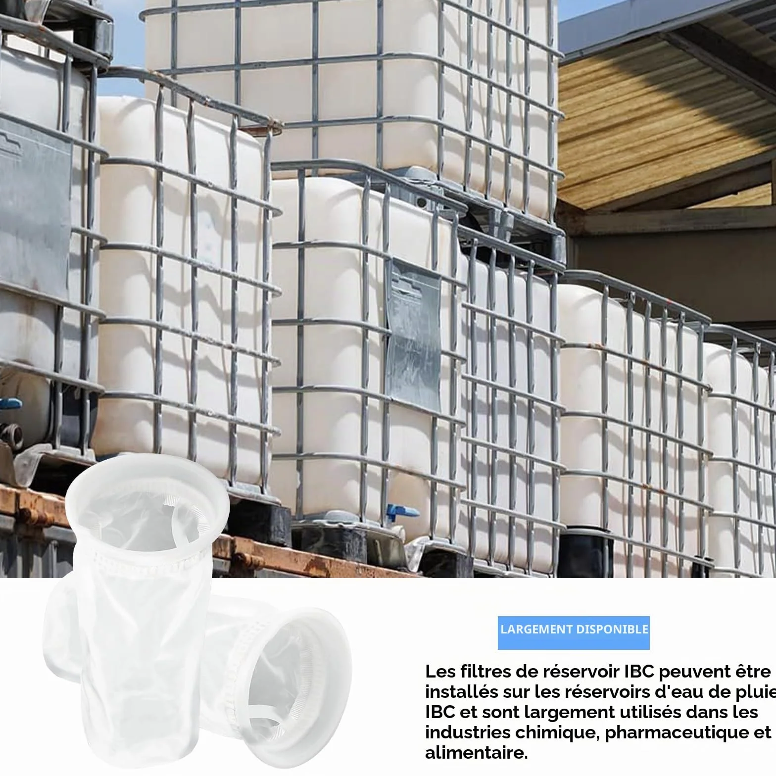 Filtre IBC en Nylon 6 Pièces Lavable, Filtres de Couvercle en Maille pour Réservoirs d'Eau de Pluie