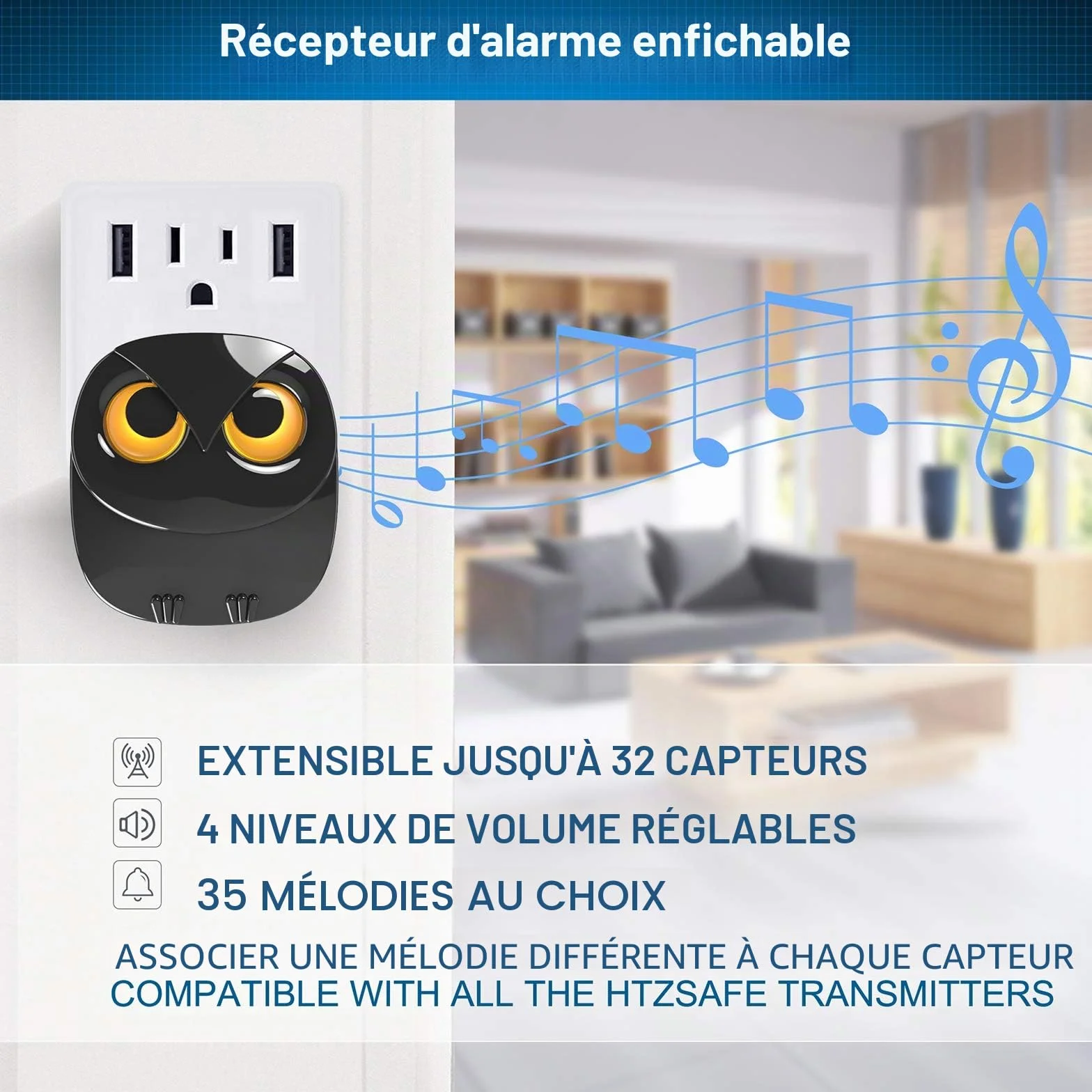 Alarme de sécurité d'allée sans fil à longue portée (800 m) - Détecteur de mouvement résistant aux intempéries - Surveillance et protection extérieures et intérieures - 1 récepteur et 2 détecteurs