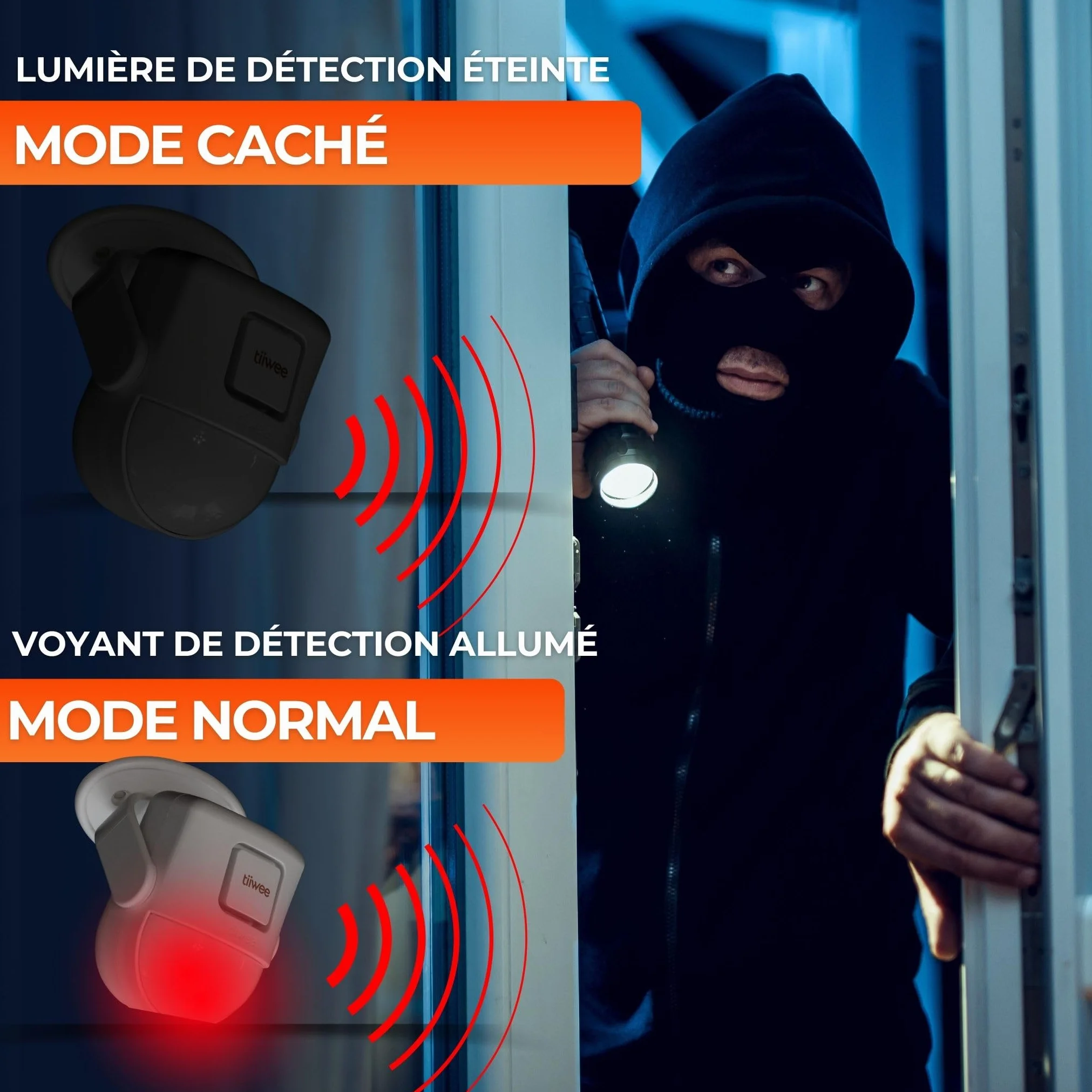 tiiwee X4 Détecteur de Mouvement et Alarme à Sirène - Sirène 120 DB - Système d'Alarme Antivol avec Télécommande - Extensible - à Utiliser dans la Maison, Le Garage, Le Jardin et l'Abri de Jardin