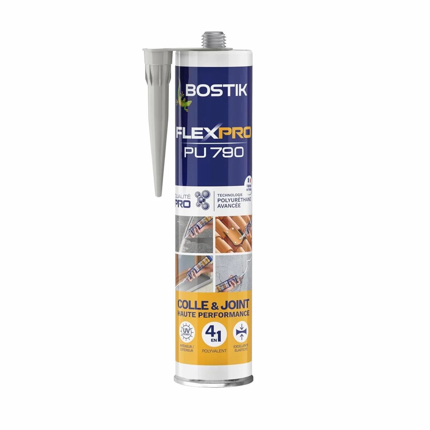 Bostik Colle Flexpro PU 790 Gris – Mastic Colle et Jointe Multi-Usages – Tous Matériaux – Intérieur/Extérieur et Milieux Humides – Formule Polyuréthane Haute Performance – 300 ml