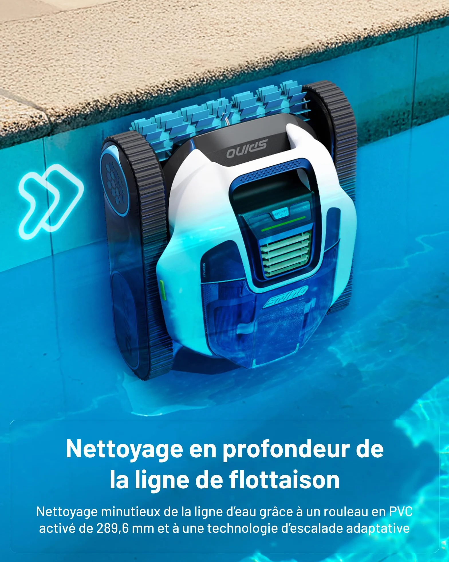 SPINO E1 Robot Piscine Fond et Parois, 210 Min Autonomie, 21950 LPH Aspiration, 5 Modes, SmartArc, App, Idéal 150㎡