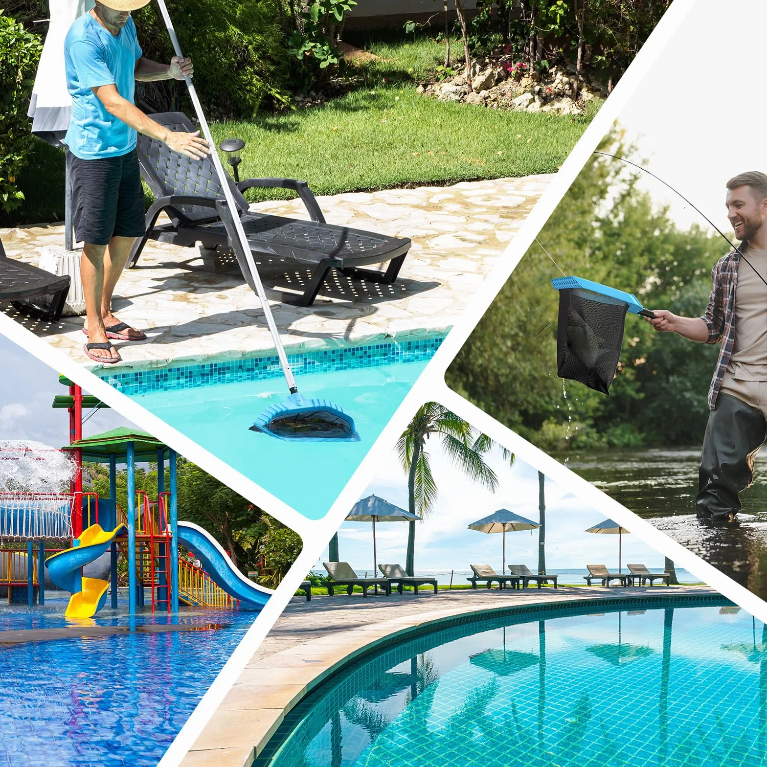Mowend Épuisettes de Piscine Filet Fond 34 mm Sac en Filet Ramassage Feuilles Surface