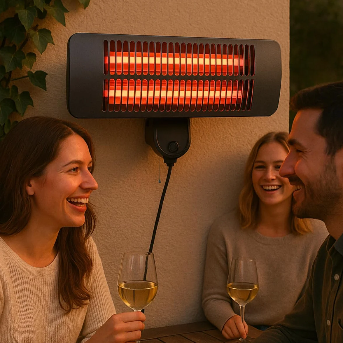 Alpina Chauffage de Terrasse Suspendu 2000W 3 Niveaux IP34 Lampe Chauffante Infrarouge