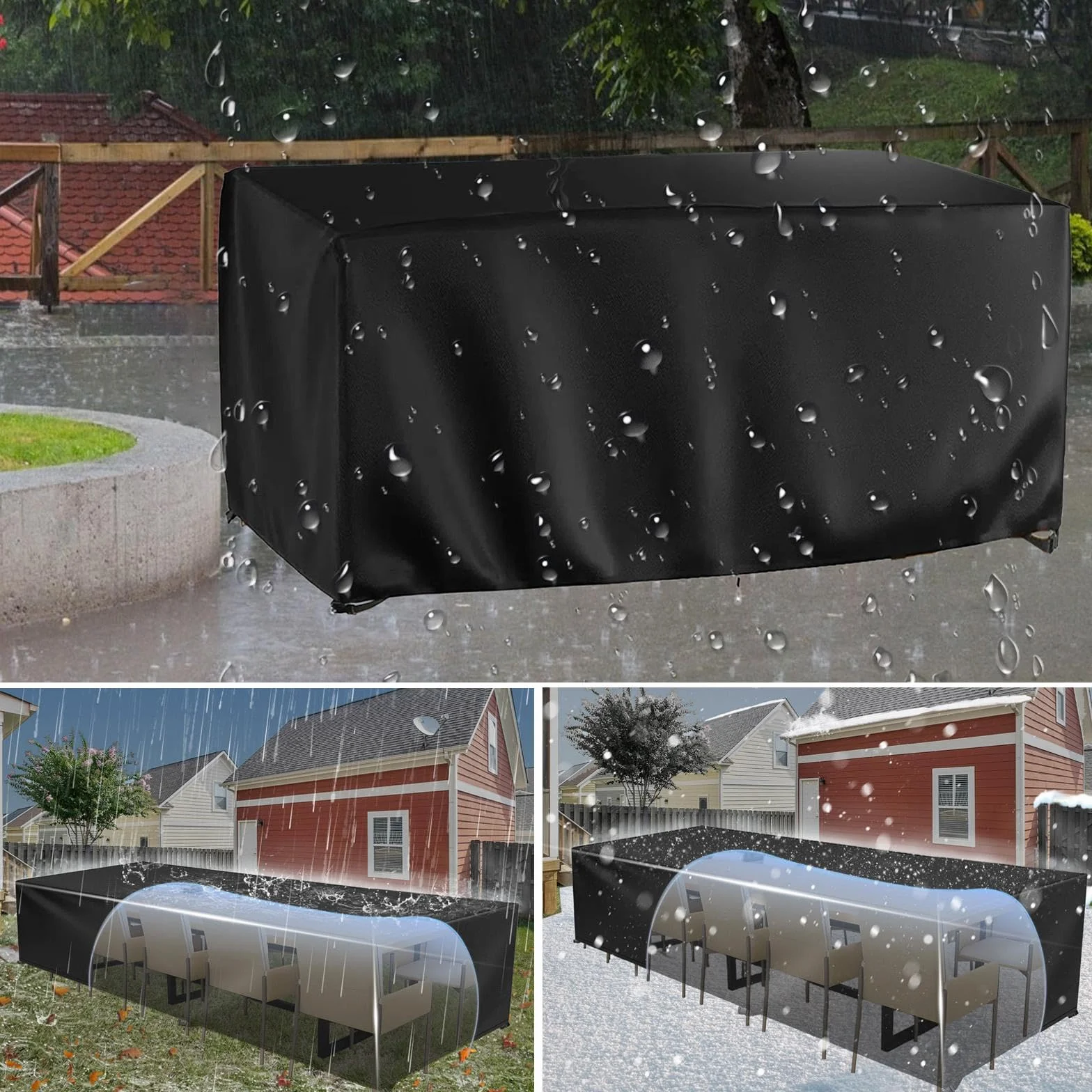 Bache de Protection Exterieur Table, 120x90x30cm/LxWxH Housse Protection Table de Jardin Exterieur Bâche Protection Salon de Jardin Résistance au Vent Rectangulaire Housse Chaise Meubles