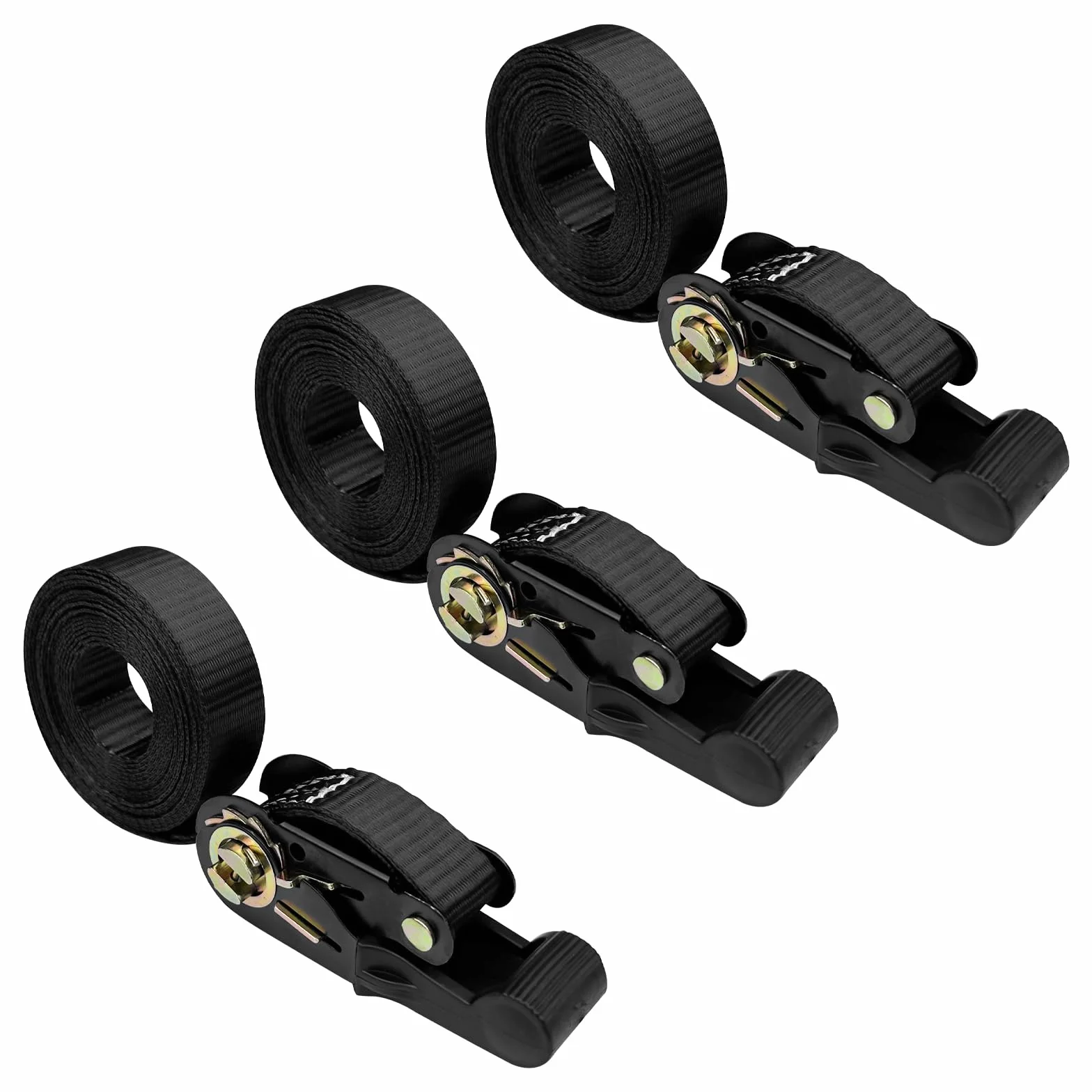 Chiluxendo 3 Pièces Sangle a Cliquet, Petite Sangle Arrimage 2.5cm X 4m, Sangles À Cliquer, Sangle Moto Remorque Sangles D'Arrimage À Cliquet, Nouvelle Sangle D'Arrimage Universelle (Noire)