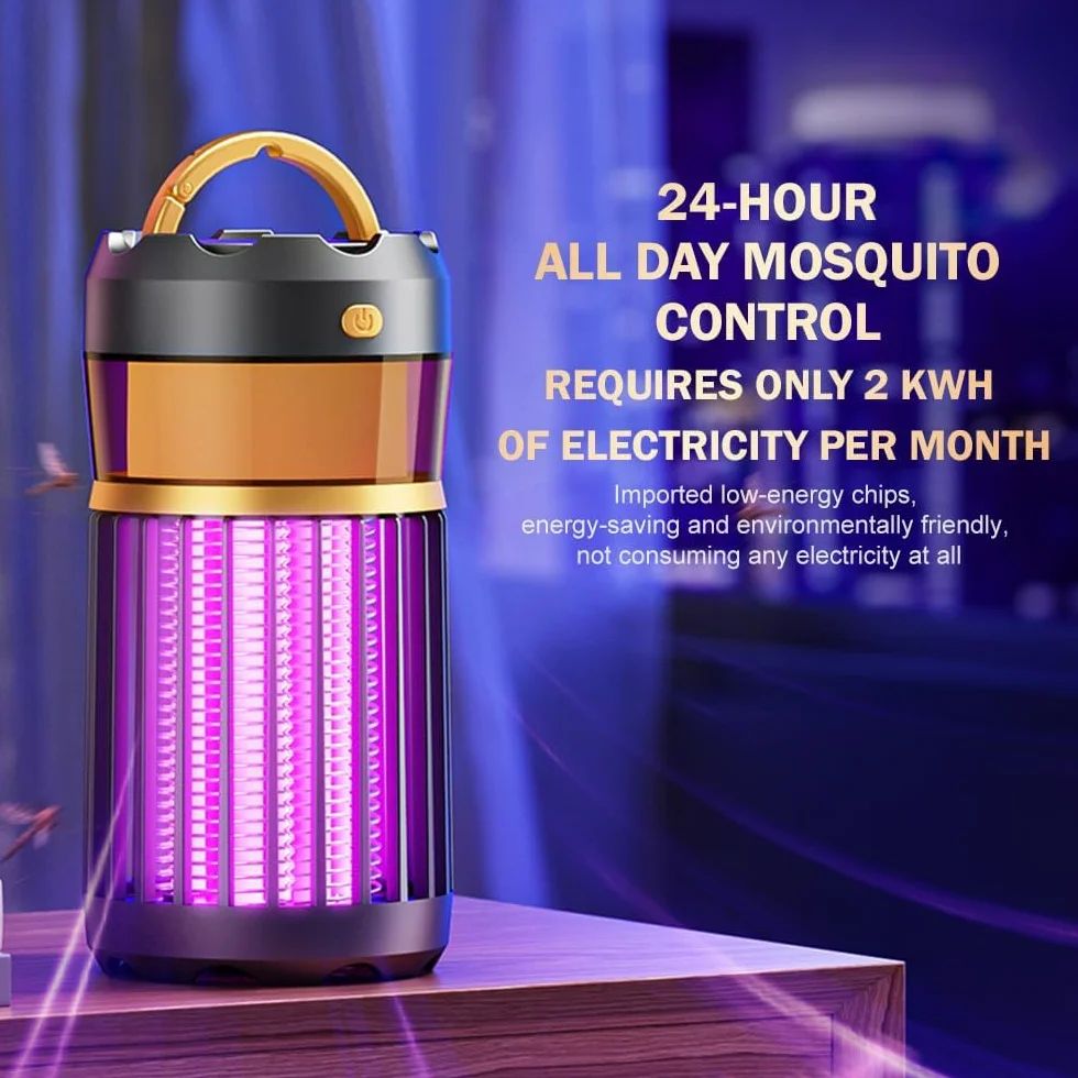 Lampe Anti Moustique Ultrason Tue Mouche Electrique 2000V Rechargeable USB Camping Interieur Anti Insectes Nero