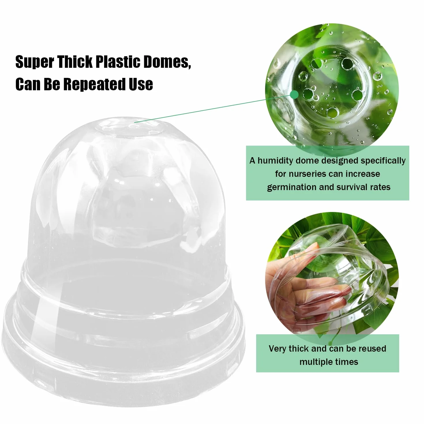 Lot de 50 dômes Transparents pour Pots de Fleurs 10,2 cm Jardinage intérieur extérieur