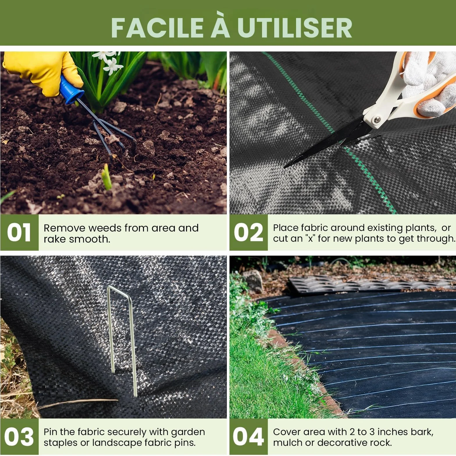Velway Toile de Paillage 1x10M 30 Piquets Géotextile 100g/m² Perméable Résiste UV Anti Mauvaises Herbes