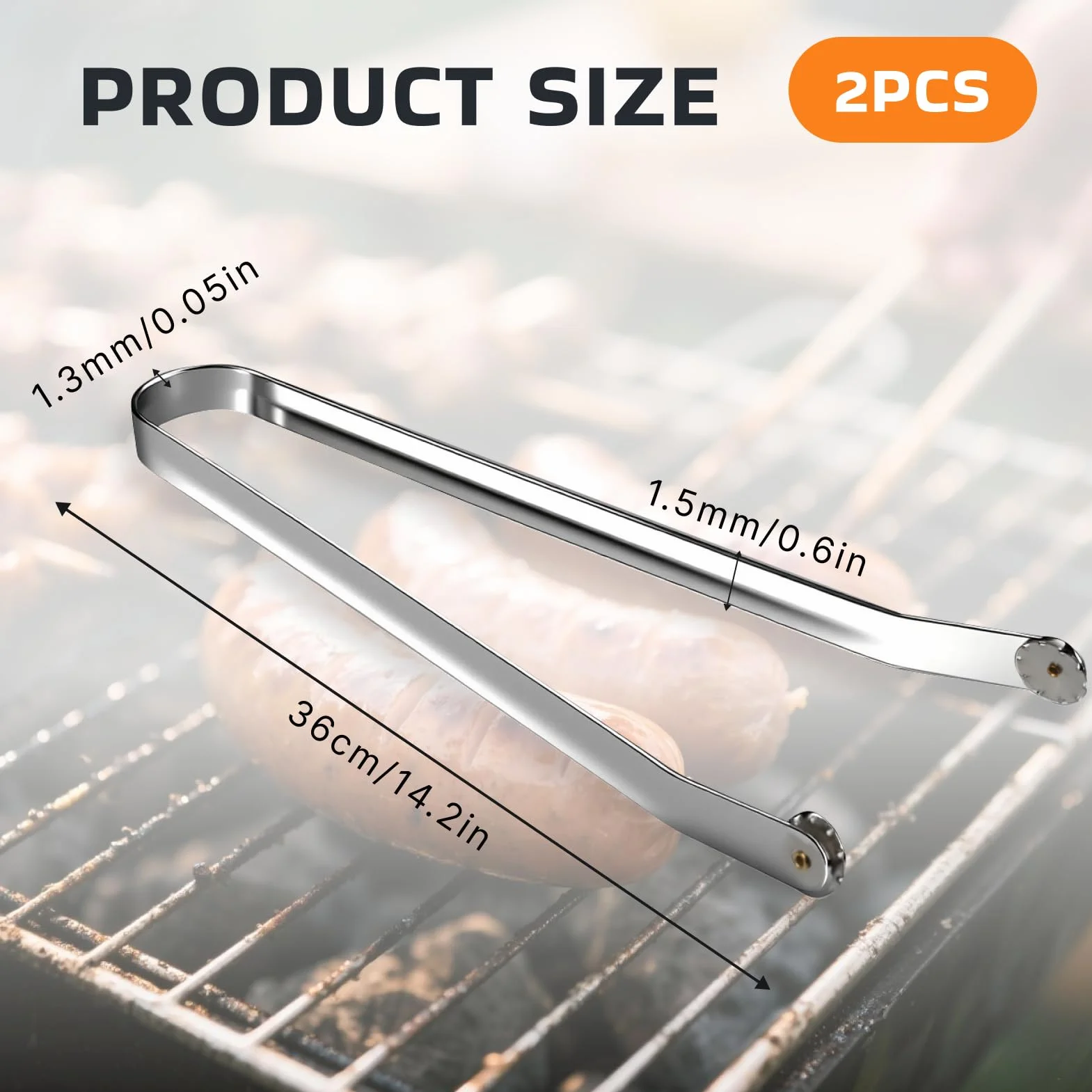 Pince Barbecue Inox à Roulette 36cm Acier Inoxydable pour Grillades