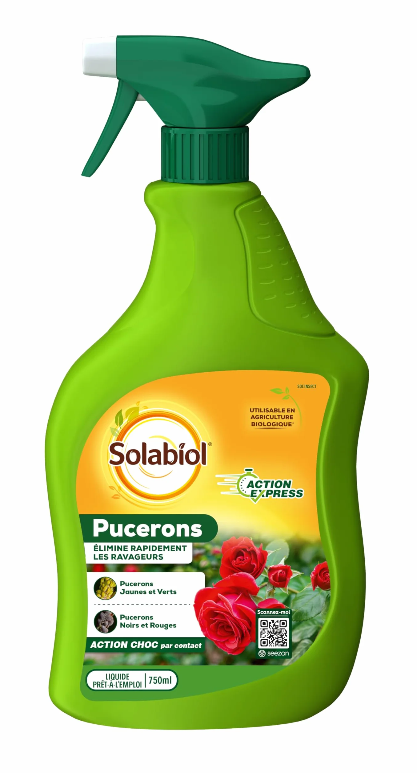 SOLABIOL Anti Pucerons Pulvérisateur 750ml Prêt À L'emploi Action Rapide
