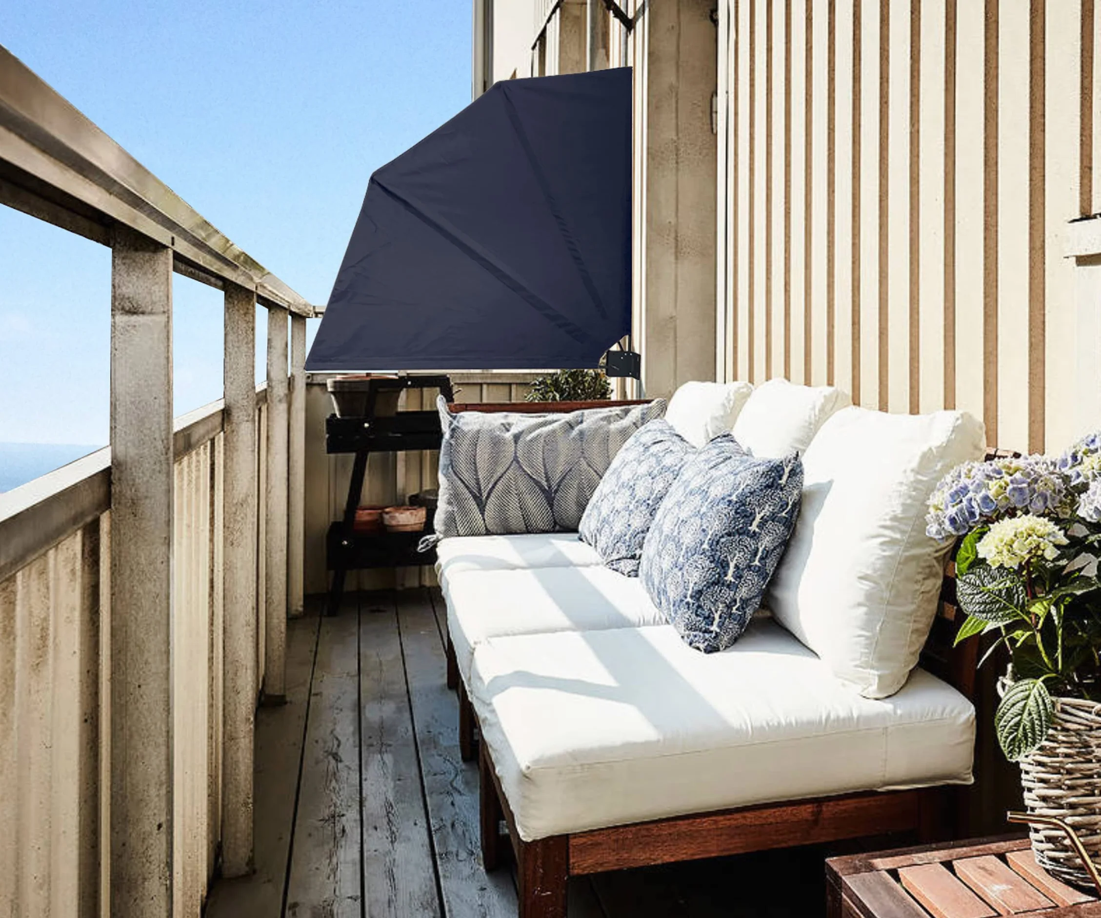 Quick Star Brise-Vue en Tissu pour Balcon Gris 115 x 115 cm