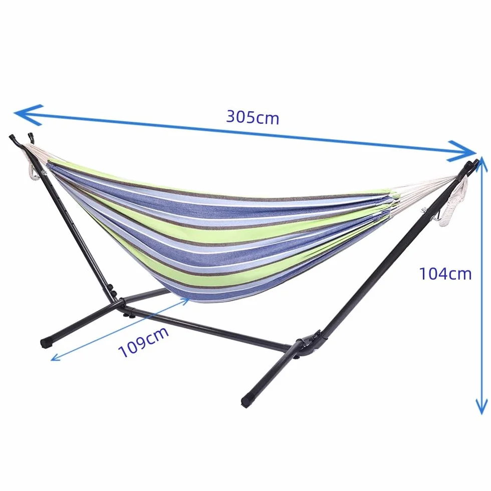 Hamac sur Pied 250kg Réglable 305x109x104 cm Support métallique 1-2 Personnes Vert-Violet