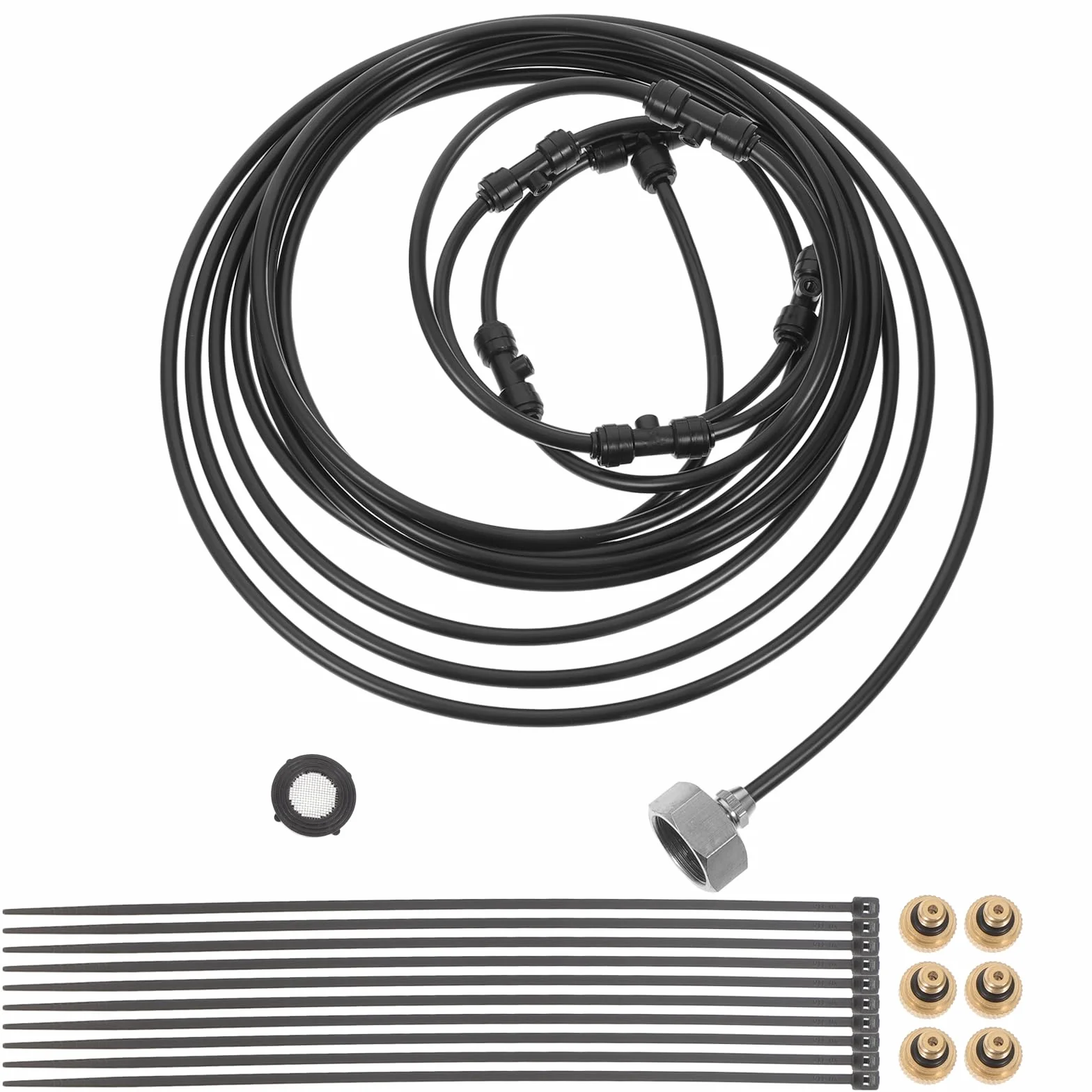 Toddmomy Kit Brumisateur pour Ventilateur Extérieur avec Adaptateur, Brume Fine, Noir PVC et Laiton