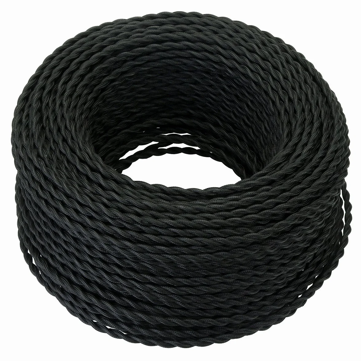 GreenSun Câble Electrique Textile 10M - Rétro Corde de chanvre tressé torsadée Câble 2x0,75 mm², 2 fils torsadés toronnés，pour DIY Pendentif Lampe, Noir