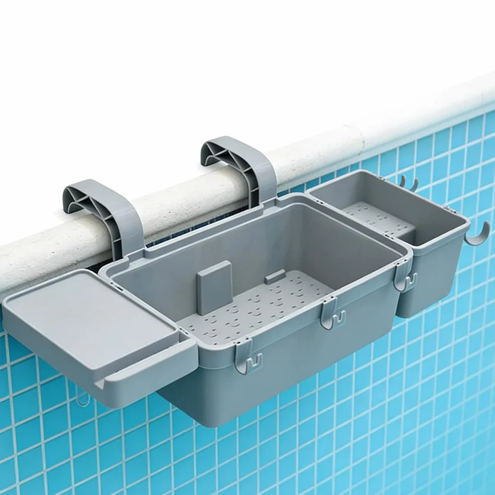 Kit de rangement pour piscine avec porte-gobelet et crochets – Accessoires multifonctions ajustement universel