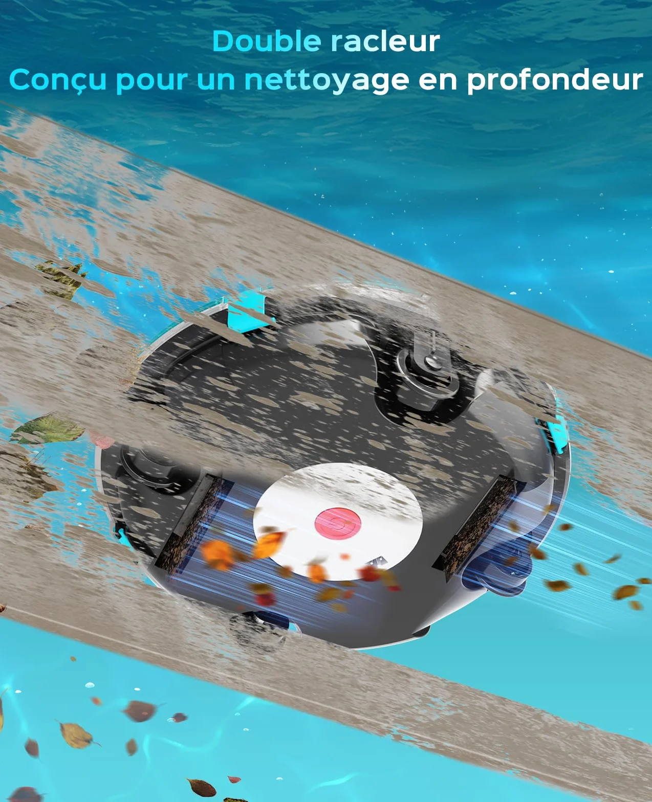 Winny 200P Robot Piscine sans Fil, Aspirateur Piscine Autonomie 80 Min, Double Filtration, Stationnement Automatique