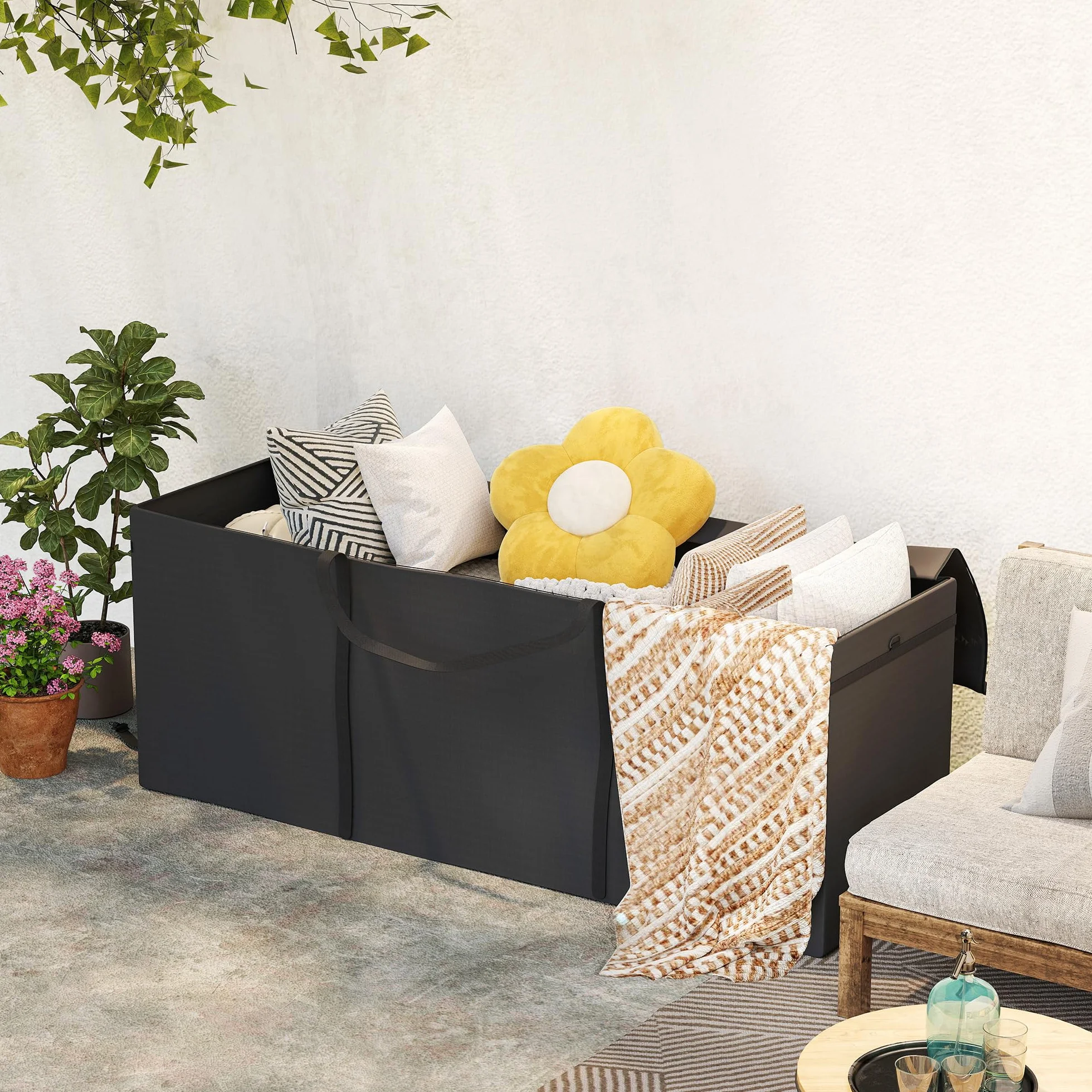 Outsunny Sac de rangement pour coussins de jardin, housse de protection imperméable Oxford 600D avec fermeture éclair