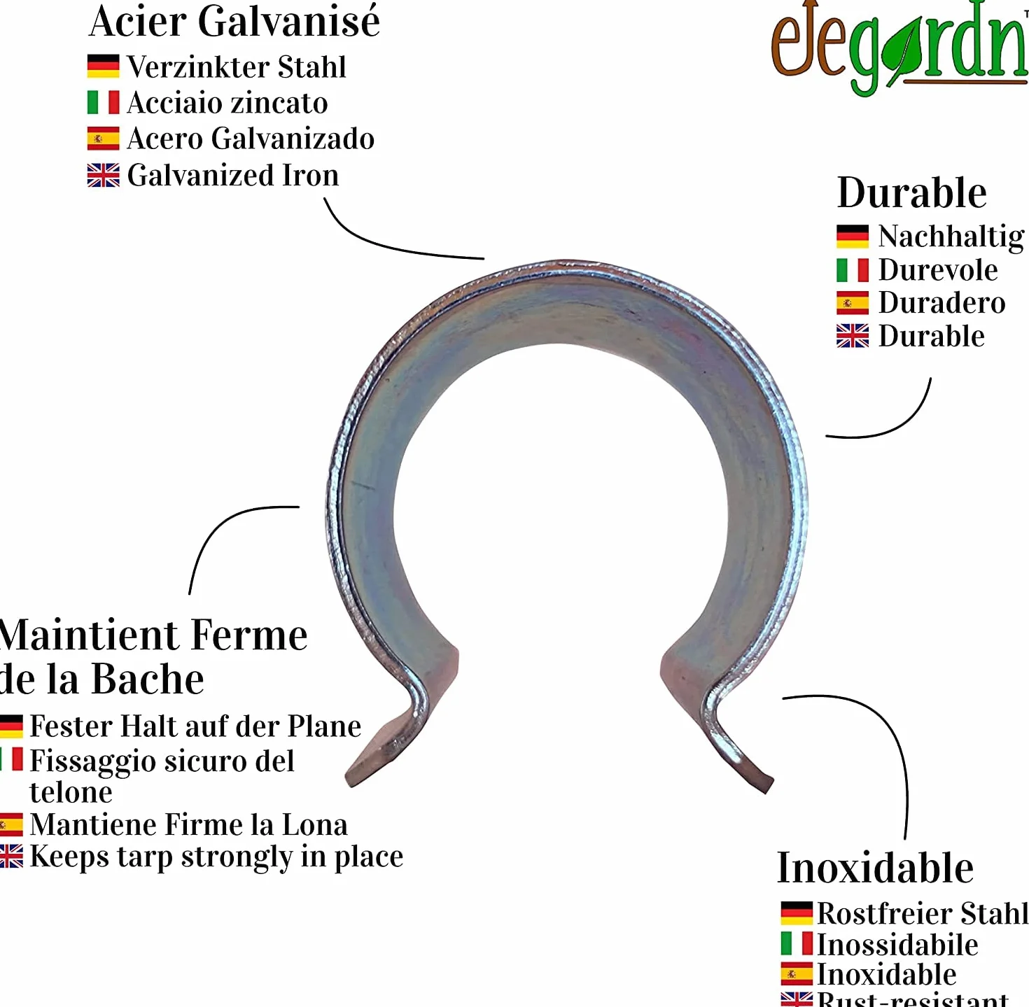 Elegardn Lot de 20 Clips pour Serre 25mm x 30mm Clips en métal avec revêtement Zinc