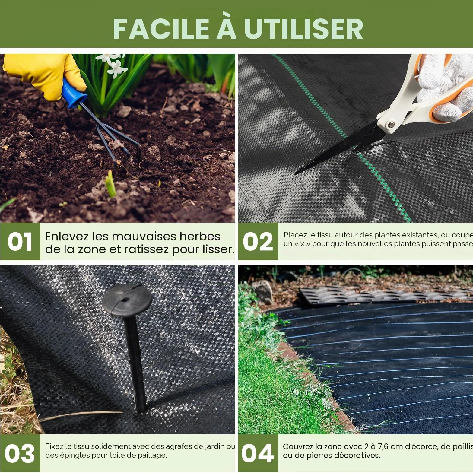 Velway Toile de Paillage 1x10M 100g/m² Géotextile Anti Mauvaises Herbes Perméable UV