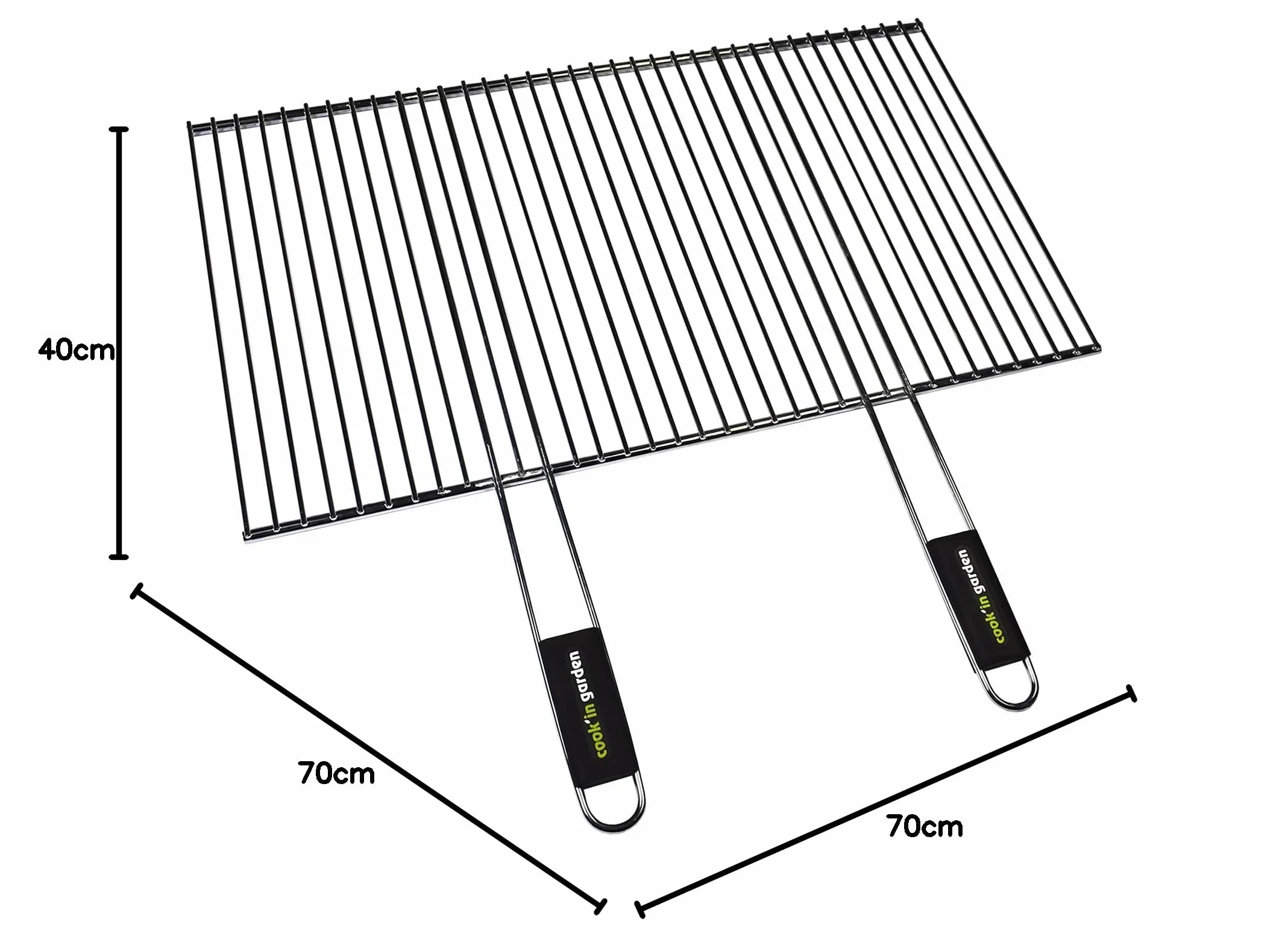 Grille Recoupable en Acier Chromé 70×40 cm pour Barbecue Extérieur, Résistante aux Flammes