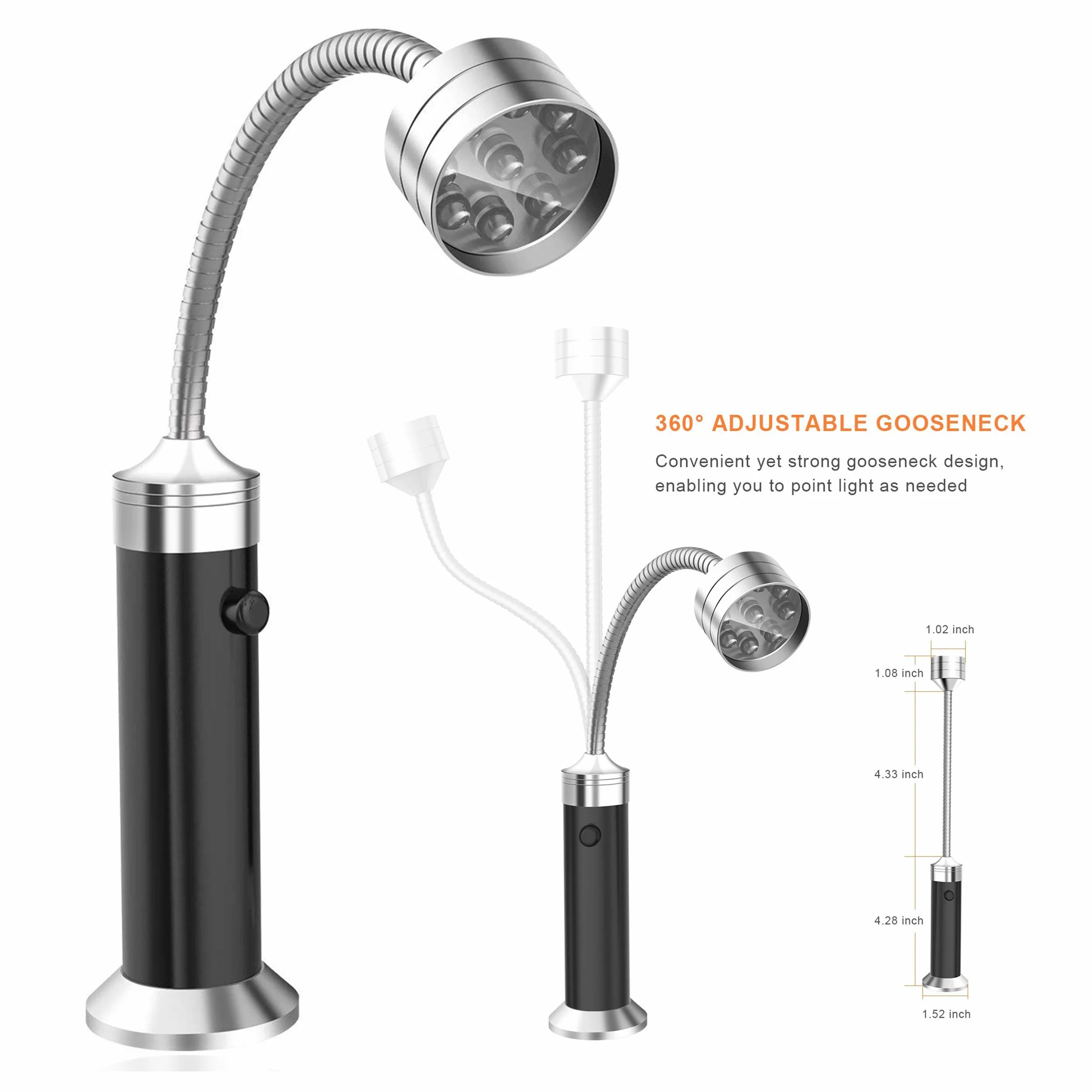 Feux de Gril pour Barbecue Magnétique Réglable 360° Résistante aux Intempéries, 2 Pièces