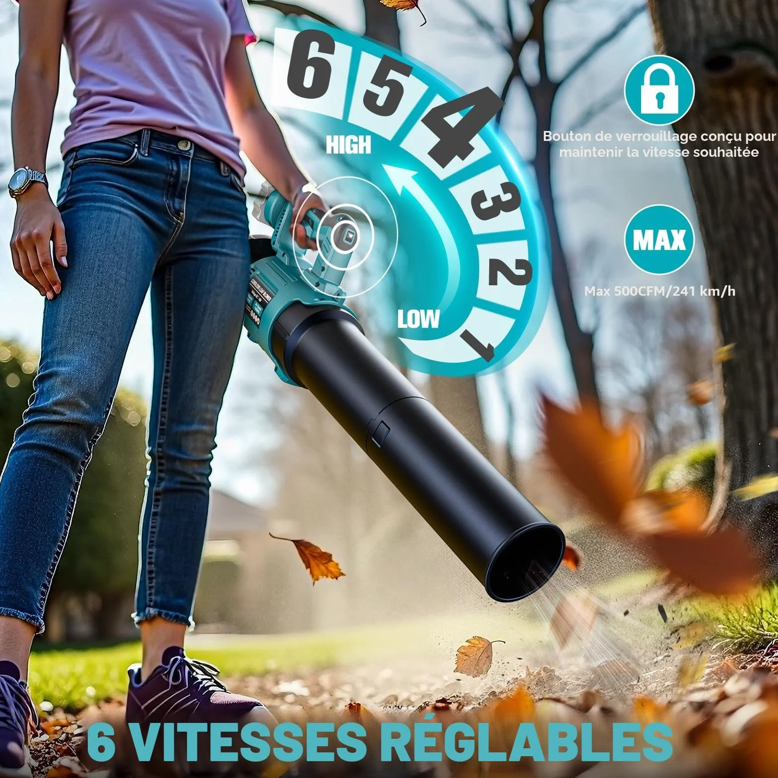 Souffleur sans Fil 500CFM Compatible Makita 18V, Moteur sans Balais, 150MPH