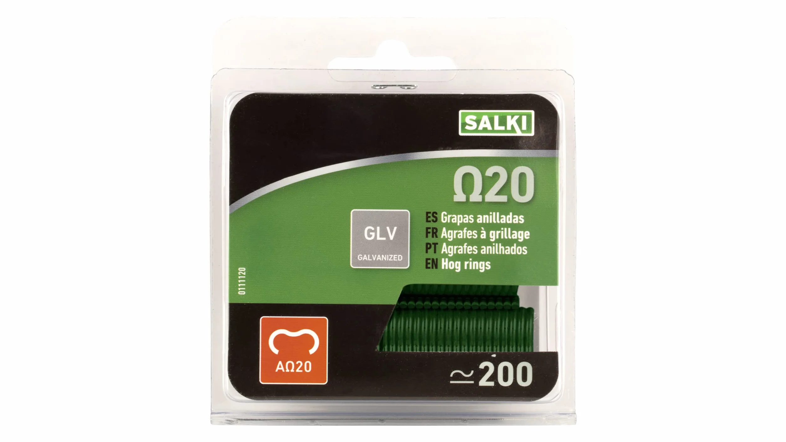 SALKI | Agrafes de Grillage Ω20 | Pack de 200 Agrafes Annelées Vertes | Diamètre de 2mm