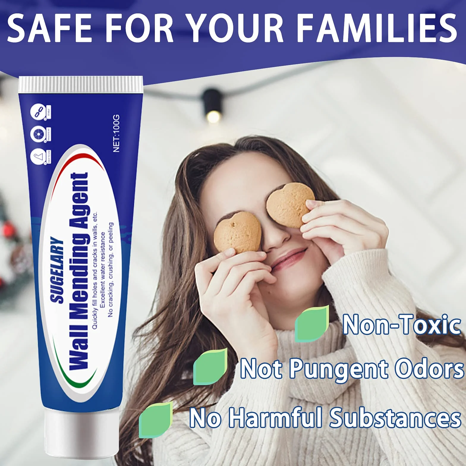 Crème de Réparation Murale, Enduit de Rebouchage Imperméable et à Séchage Rapide, Enduit de Rebouchage Pâte de Murs qui Répare Efficacement les Rayures, Trous, Fissures, Graffitis (100g -1 pièce)