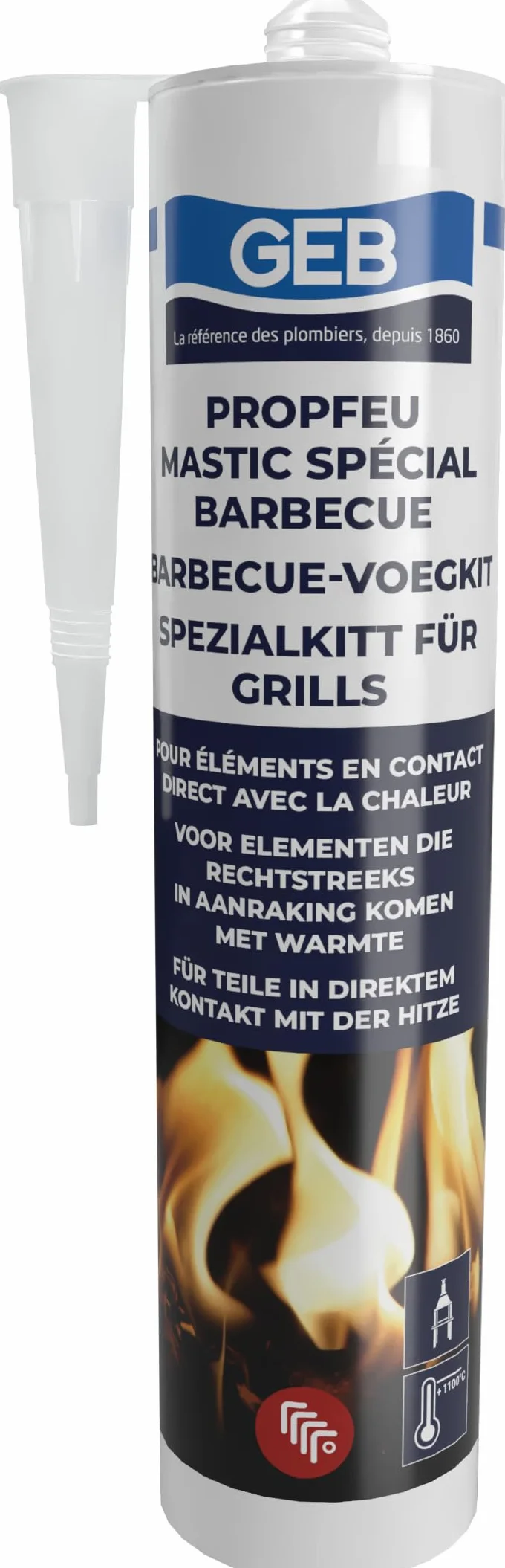 GEB Propfeu Mastic colle spécial barbecue pour les éléments réfractaires - Cartouche 310ml
