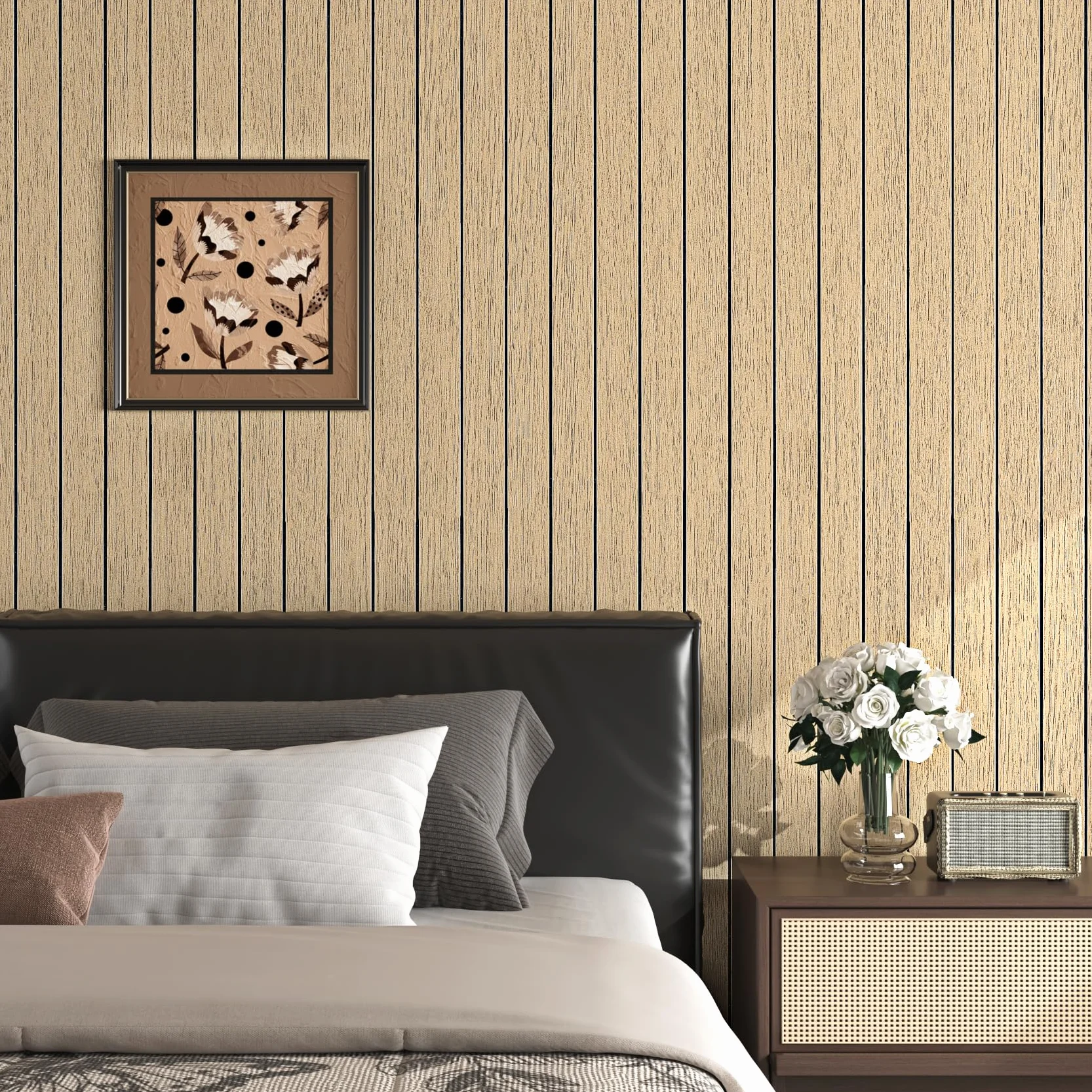 Livelynine Épaissir Papier Peint Adhesif Mural Bois Naturel 3D Panneau Mural decoratif Bois Tasseau Marron 30CMx5M Panneaux Muraux Adhesif Chambre Chene Brun Revetement Murals Autocollant Bureau