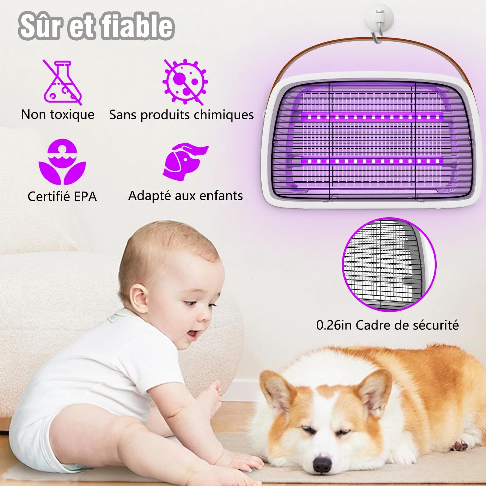 seenlast Lampe Anti Moustique, Tue-Mouches Electrique 3800V Anti-Insectes pour Intérieur Jardin Cuisine