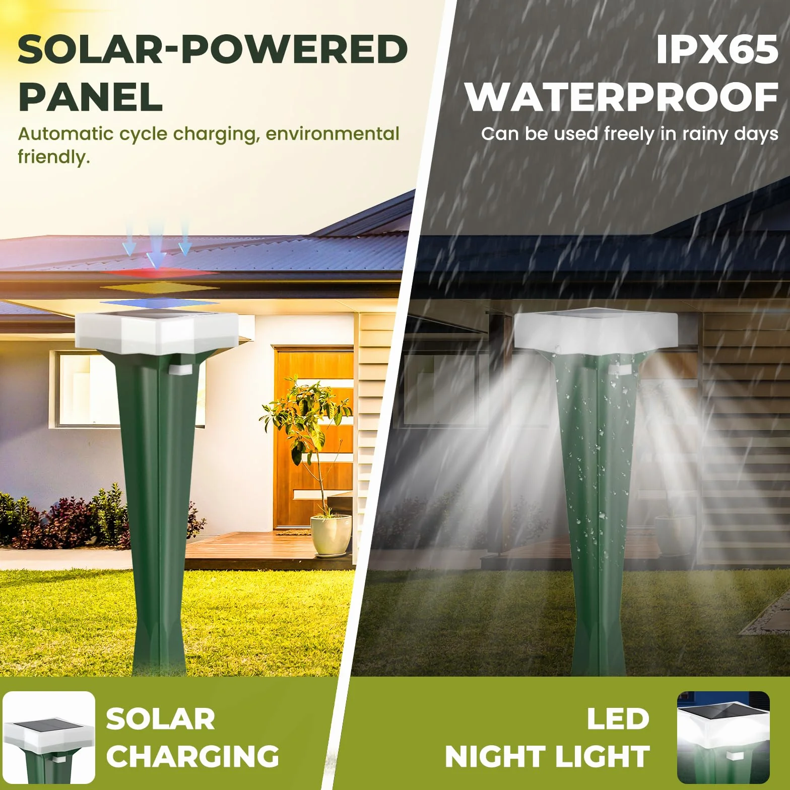 Anti Taupe Solaire Étanche 3 Modes Vibration LED, Répulsif Taupe Serpent Rongeurs Jardin 2 Pièces Vert