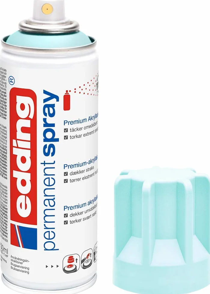 Edding 5200 permanent spray - pastel blue matt - 200 ml - acrylic paint for painting and decorating glass, metal, wood, ceramic, plastic, canvas - aerosol spray, acrylic spray, paint spray