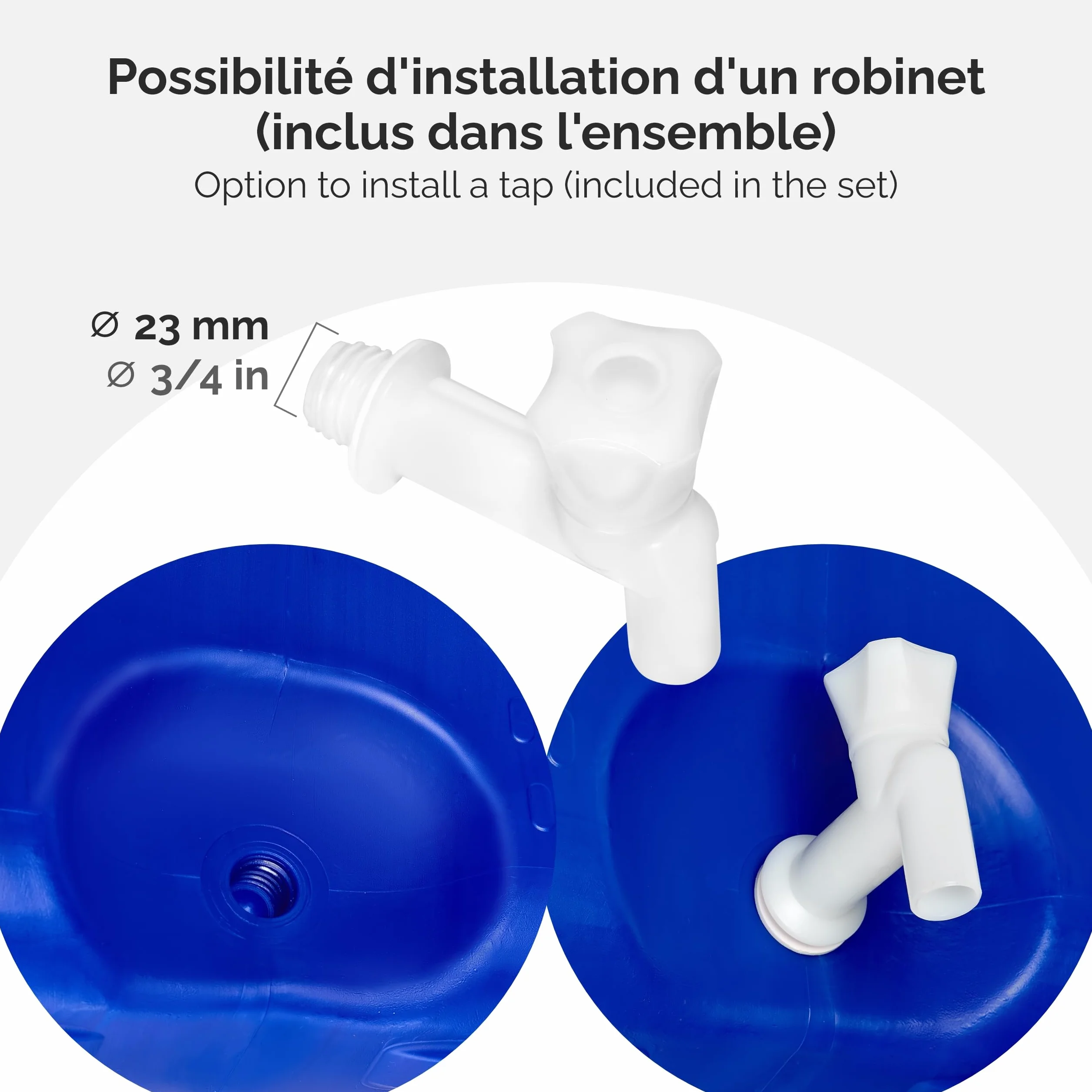 Garronda Récupérateur d'eau de Pluie Carré 100 litres sans BPA avec Robinet et Couvercle Bleu