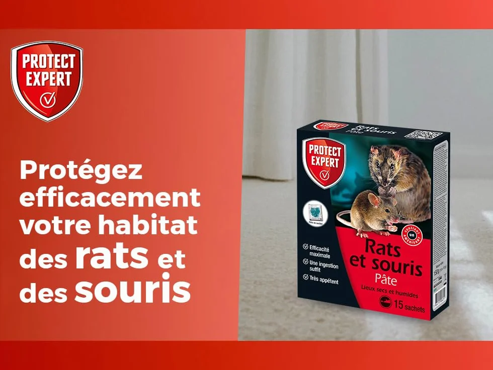 Protect Expert Anti Rats et Souris 15 Sachets 150g Prêt à l'emploi